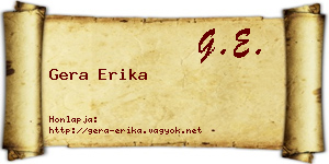 Gera Erika névjegykártya